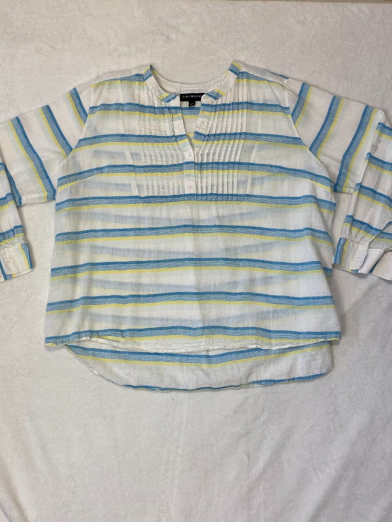 Lane Bryant Women's Striped Lightweight Linen Blend Blouse Size 22/24